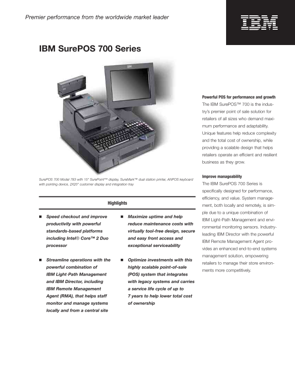 IBM SurePOS 700 Series User's Guide and Manual - Page 1
