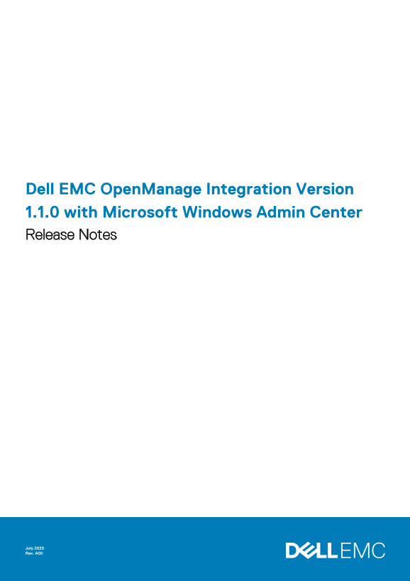 Dell EMC OpenManage Integration Version 1.1.0 with Microsoft Windows Admin Center Release Notes - Page 1