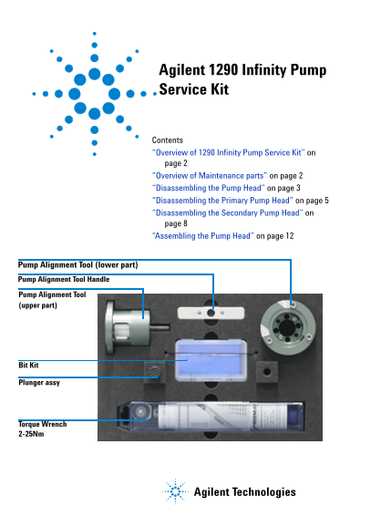 Agilent 1290 Infinity Pump Service Kit Maintenance Guide User Manual - Page 1