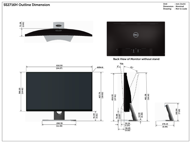 Dell SE2716H Product Image Specifications User Guide - Page 1