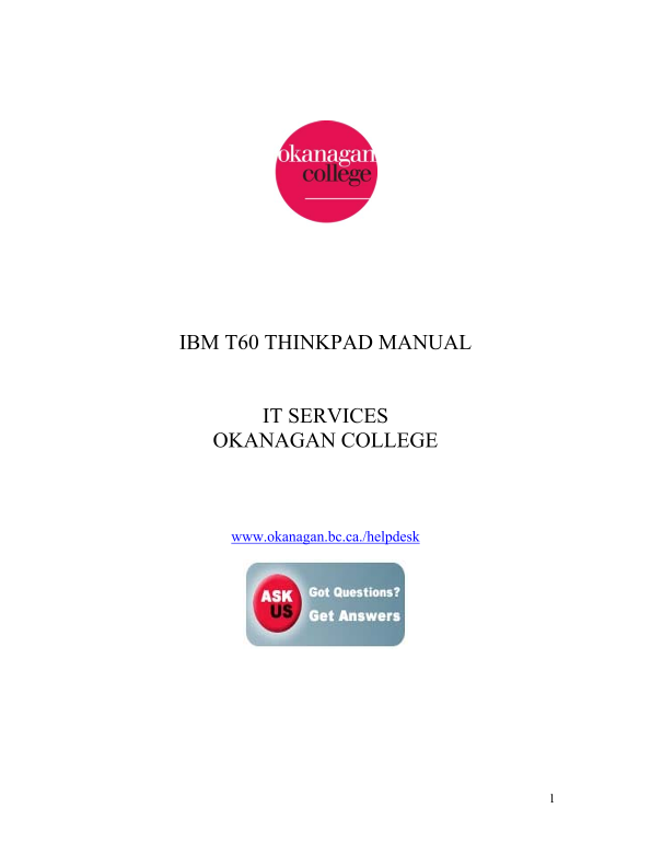IBM T60 THINKPAD User's Guide Manual - Page 1