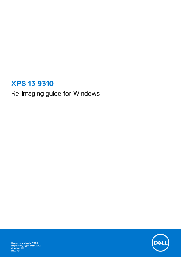 Dell XPS 13 9310 Re-Image Guide for Windows - Page 1