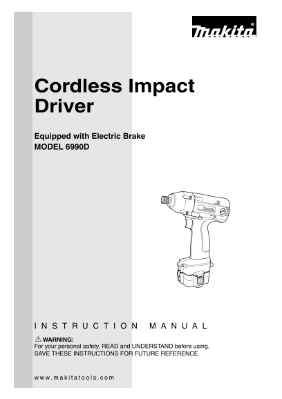 Makita Cordless Impact Driver 6990D Instruction Manual - Page 1