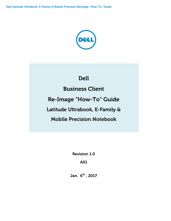 Dell Latitude E7280 Latitude Ultrabook, E-Family Re-Image How-To Guide - Page 1