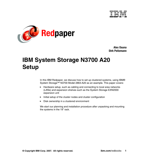 IBM System Storage N3700 A20 Setup Guide User Manual - Page 1