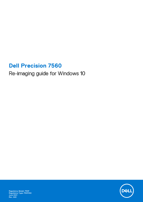 Dell Precision 7560 Re-Image Guide for Windows 10 - Page 1