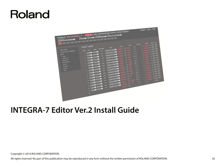 Roland INTEGRA-7 with Real Sound Technology Synthesizer INTEGRA-7 Editor Ver.2 Install Guide User Manual - Page 1