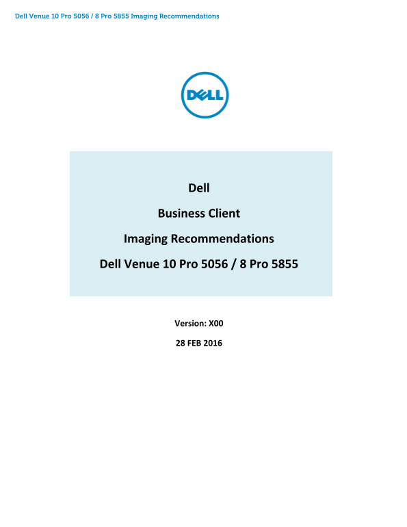 Dell Venue 8 Pro 5855 Re-Image Guide - Page 1