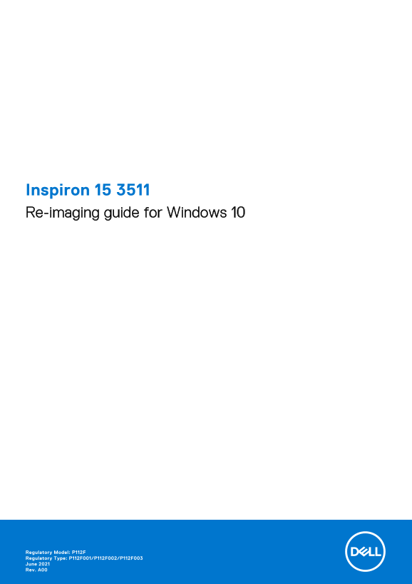 Output:Dell Inspiron 15 3511 Re-Image Guide for Windows 10 - Page 1