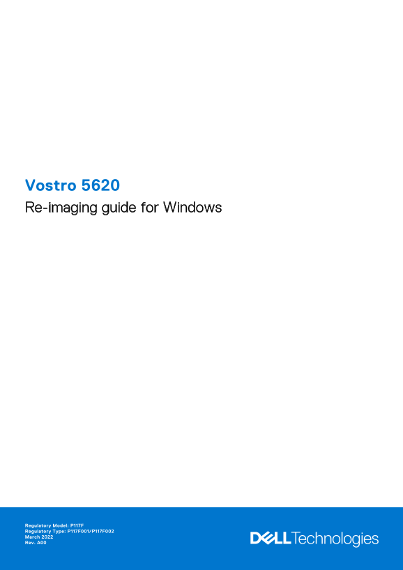 Dell Vostro 5620 Re-Image Guide for Windows - Page 1