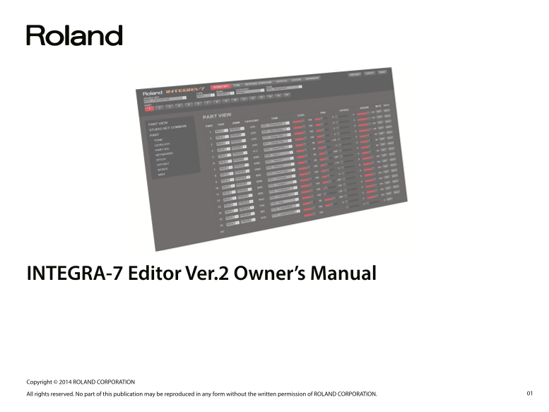 Roland INTEGRA-7 with REAL Technology Sound Source INTEGRA-7 Editor Ver.2 Owner's Manual - Page 1
