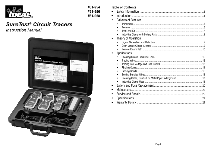 Ideal SureTest Circuit Tracers Instruction Manual - Page 1