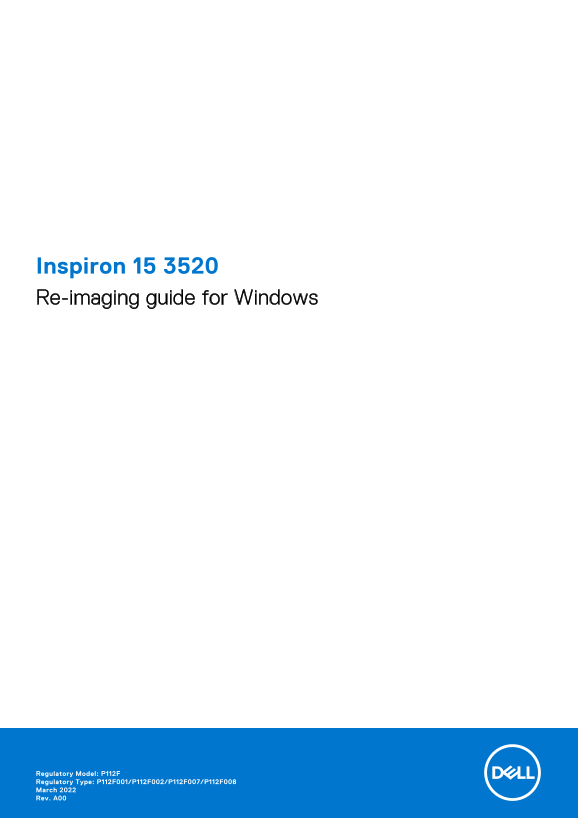 Dell Inspiron 15 3520 Re-Image Guide for Windows - Page 1