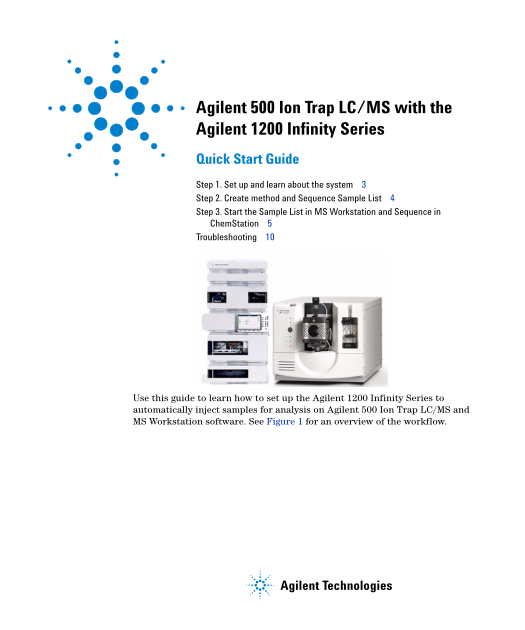 Agilent 500 Ion Trap LC-MS System with the Agilent 1200 Infinity Series Quick Start Guide - Page 1