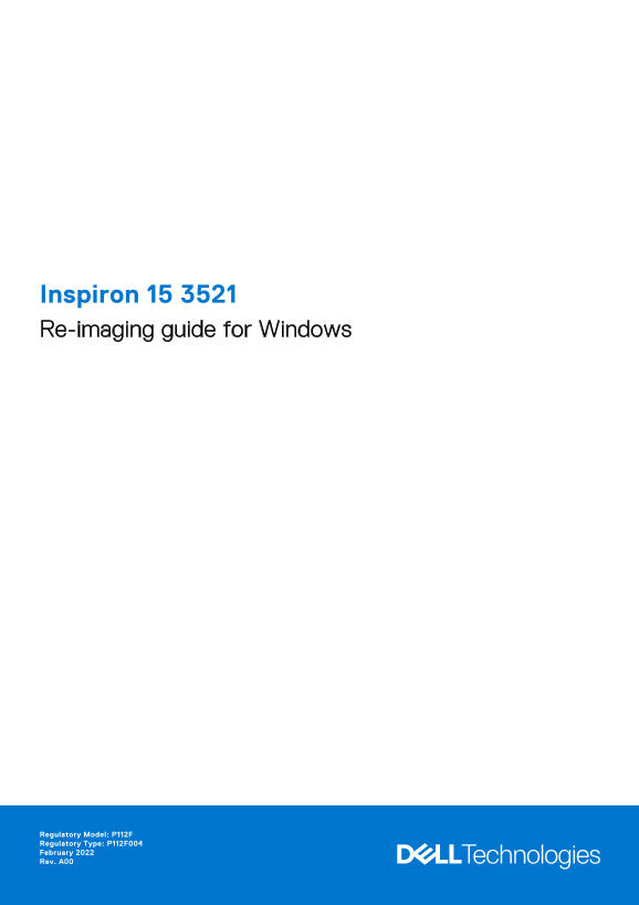 Dell Inspiron 15 3521 Re-Image Guide for Windows - Page 1