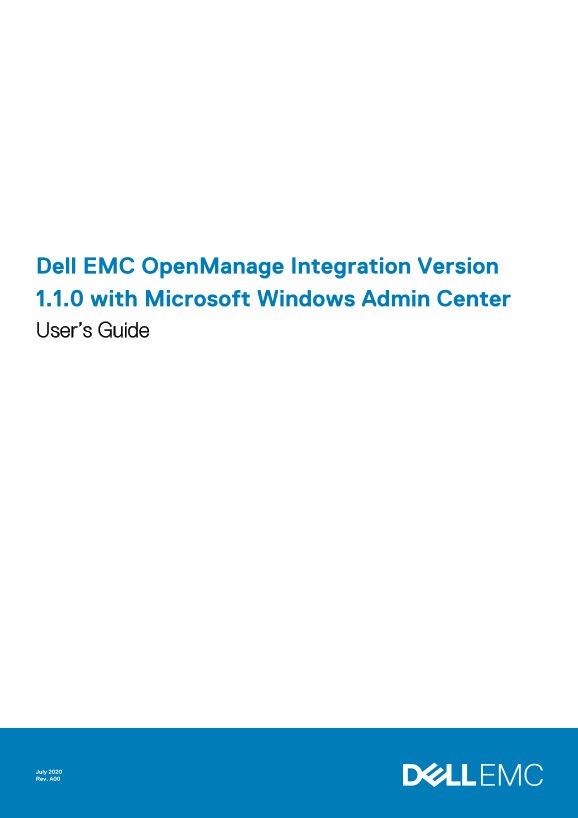 Dell EMC OpenManage Integration Version 1.1.0 with Microsoft Windows Admin Center User's Guide, Translated Title: Dell EMC OpenManage Integration Version 1.1.0 with Microsoft Windows Admin Center User Manual - Page 1