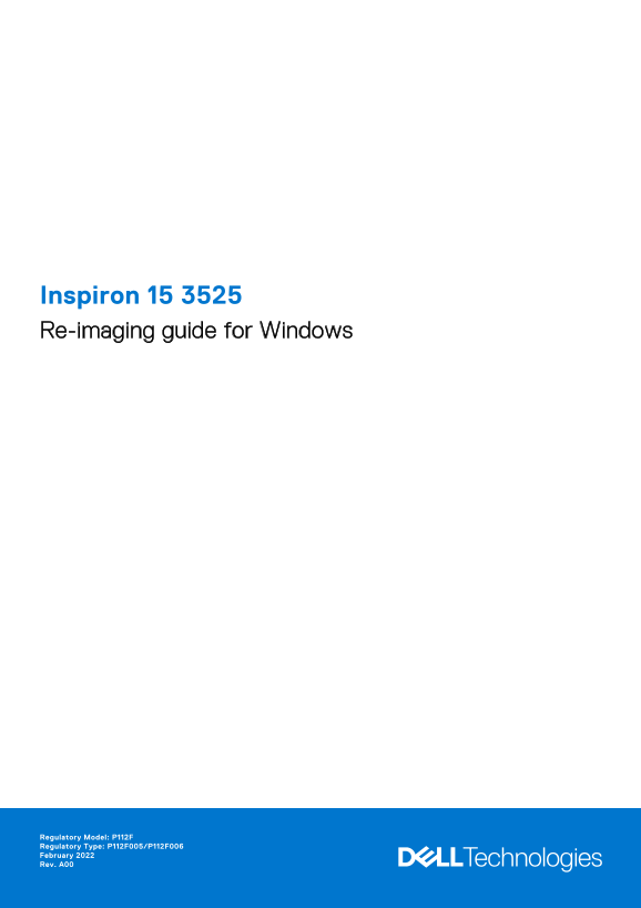 Dell Inspiron 15 3525 Re-Image Guide for Windows - Page 1