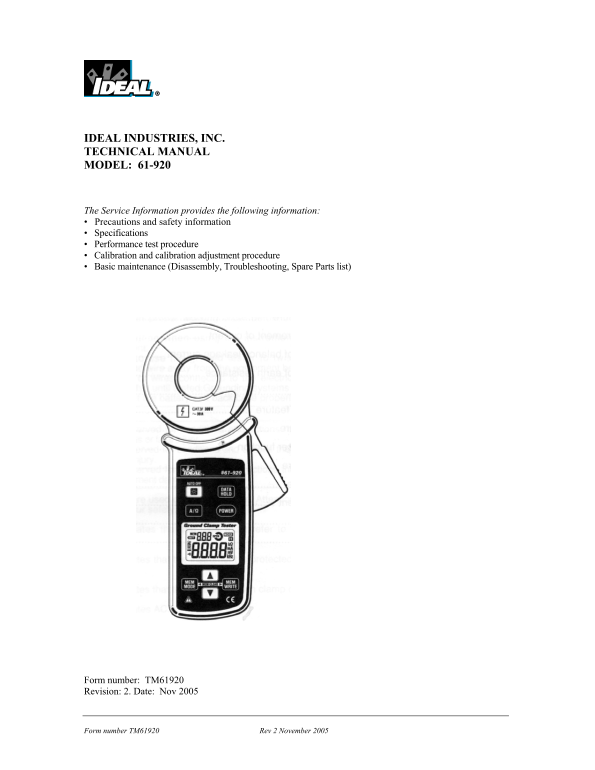 IDEAL 61-920 Manual User Guide - Page 1