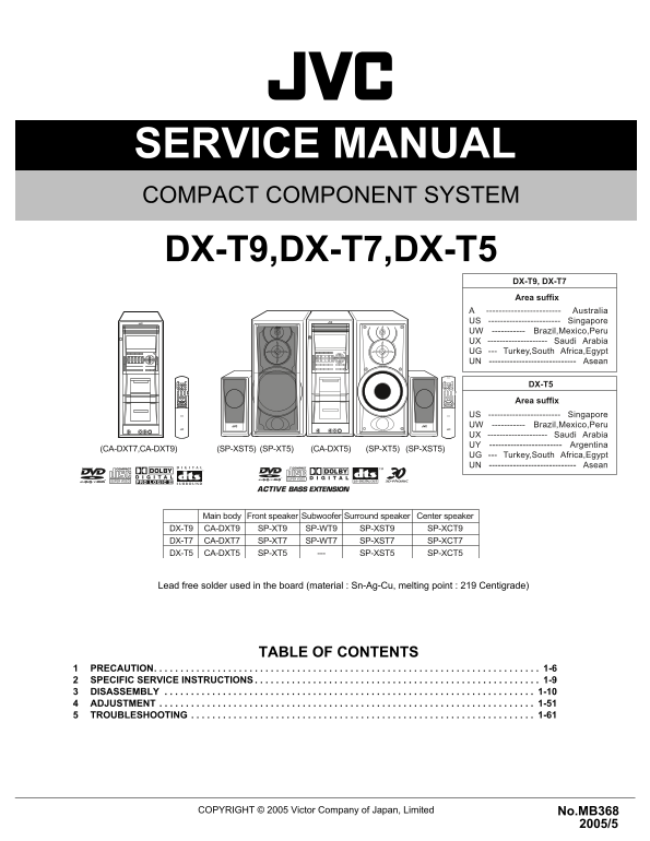 JVC DX-T9 T7 T5 User Guide and Manual - Page 1