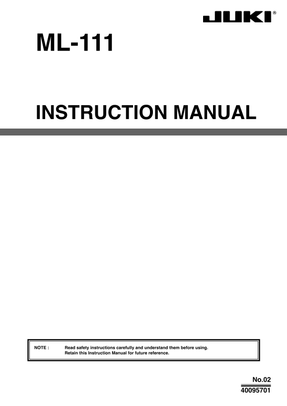 Juki ML-111U User's Manual and Operation Instructions (English) - Page 1