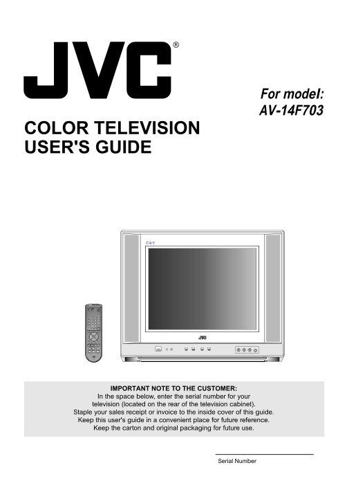 JVC Color Television AV-14F703 User's Guide - Page 1