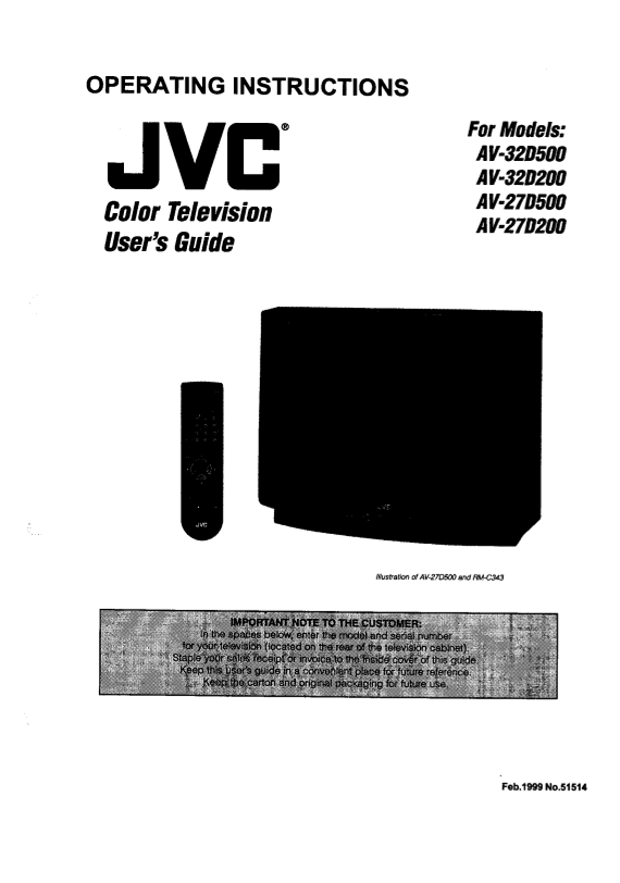 JVC AV-32D500 32D200 27D500 27D200 User Manual and Instructions - Page 1