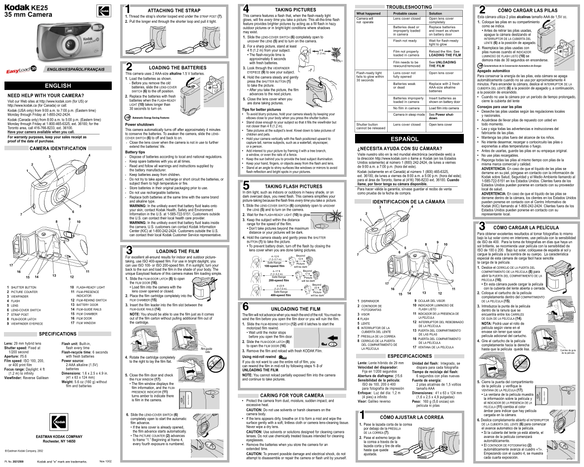 Kodak KE25 35 mm Camera User's Manual - Page 1