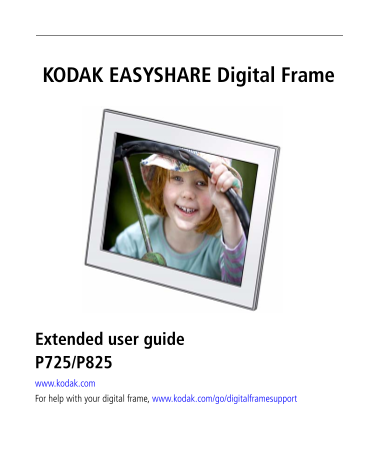 KODAK EASYSHARE Digital Frame P725 P825 User's Guide and Owner's Manual - Page 1