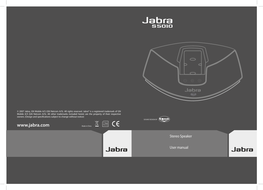 Jabra S5010 Headset User Guide - Page 1