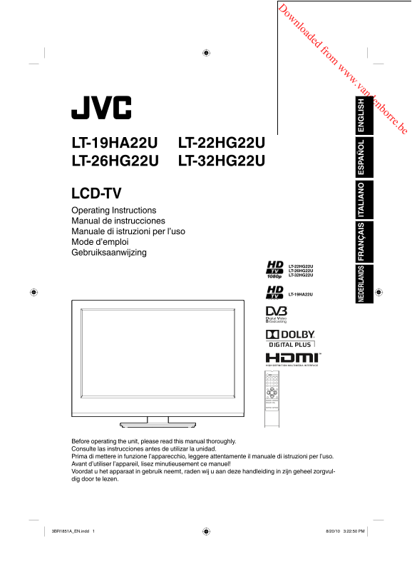 JVC LT-19HA22U, LT-26HG22U, LT-22HG22U, LT-32HG22U User Manual - Page 1