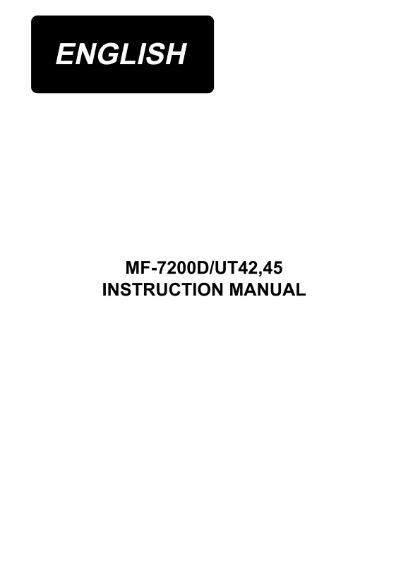 Juki MF-7200D Series User's Manual and User Guide - Second Edition (English) - Page 1