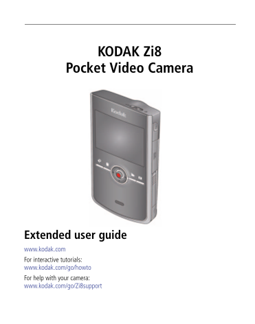 KODAK Zi8 Pocket Video Camera Extended User Guide - Page 1