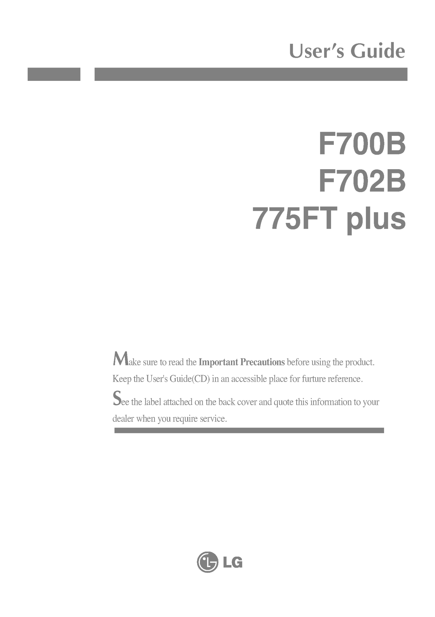 LG 19-inch F700B ACN Monitor User Guide English - Page 1