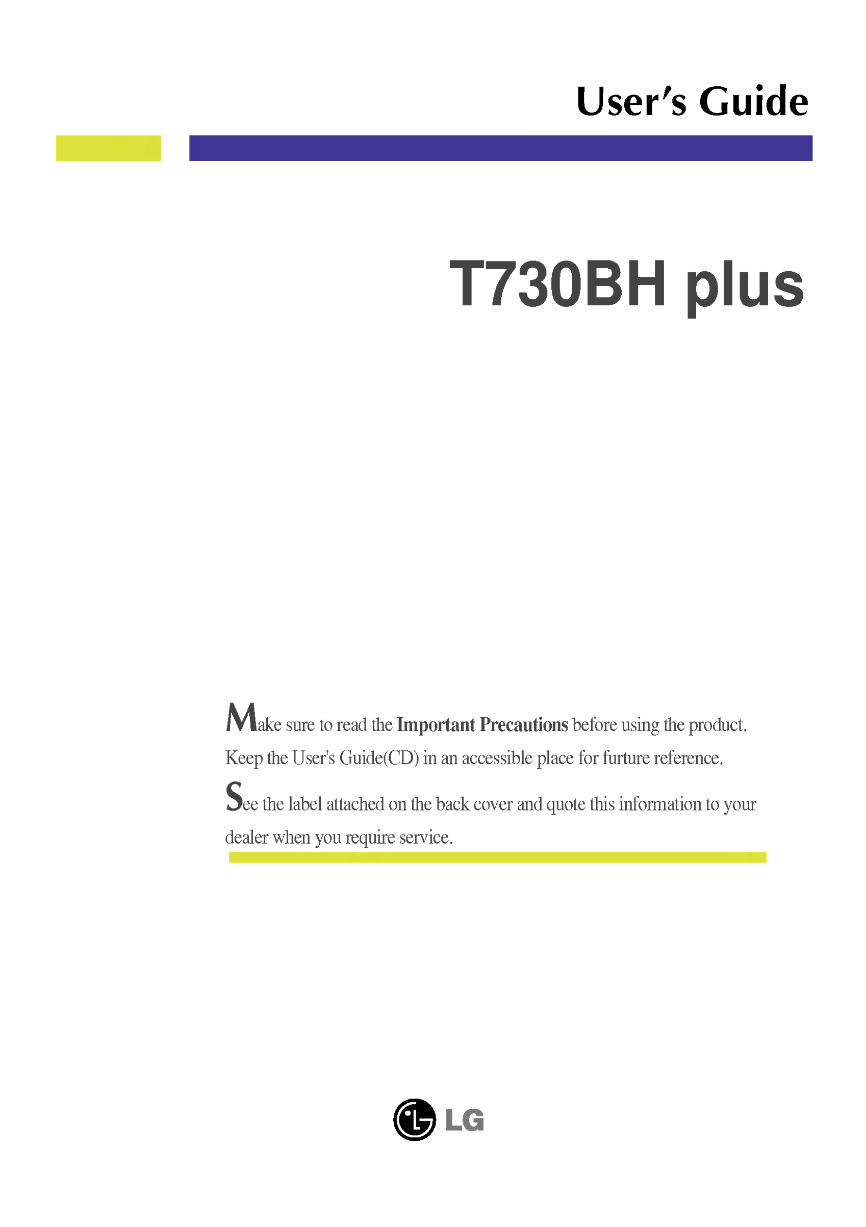 LG 19-Inch T730BHP.ACN Product Specifications English - Page 1