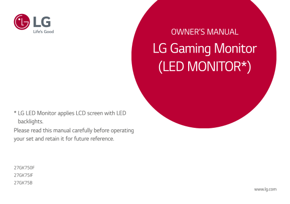 LG 20~29 inches General Monitor 27GK750F-BA CN Product Specification Owner's Manual English - Page 1