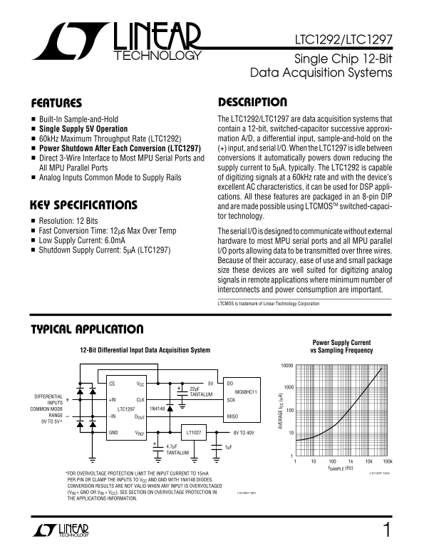 LINEAR LTC1292 1297 User's Manual - Page 1