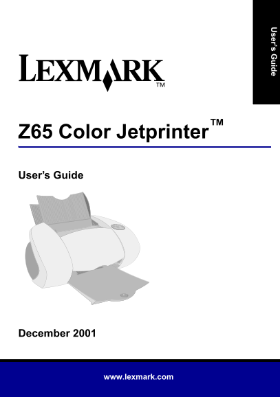 Lexmark Z65 Color Jetprinter User's Guide - Page 1