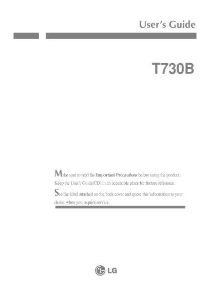 LG Monitor - 19 Inch T730B.ACN Product Specifications English - Page 1