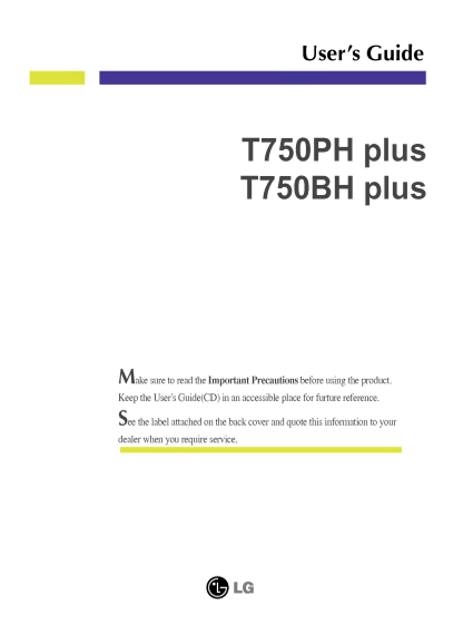 LG Monitor - 19 inches T750BHP.ACN Product Specifications English - Page 1