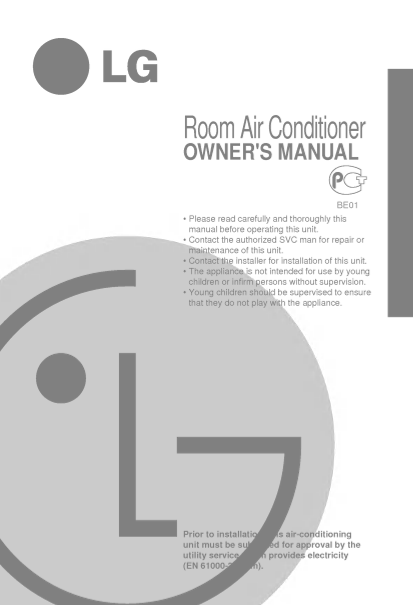 LG Split Air Conditioner Wall Mount LS-P1260BB.ABLZLEU User Manual English - Page 1