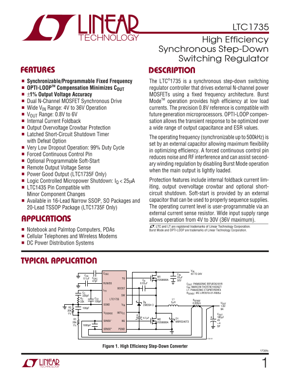 LINEAR TECHNOLOGY LTC1735 User Guide - Page 1