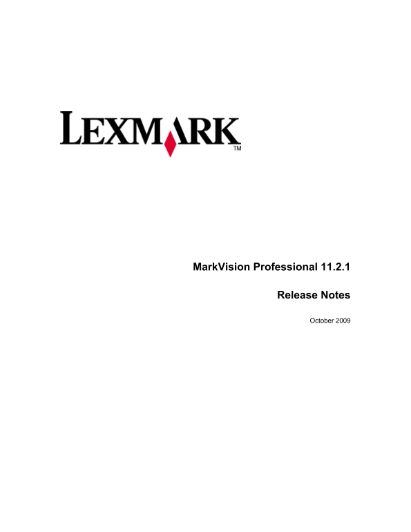 Lexmark MarkVision Professional 11.2.1 Release Notes - Page 1
