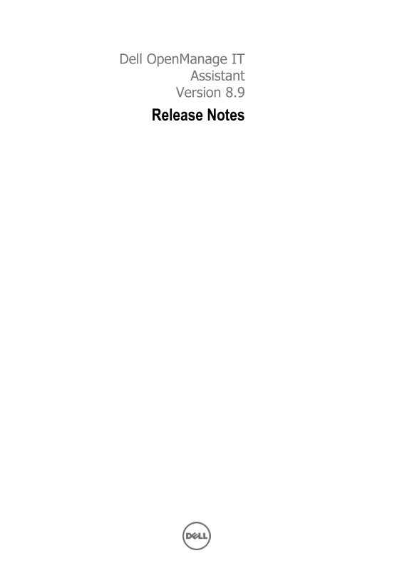 Dell OpenManage IT Assistant Version 8.9 Release Notes - Page 1