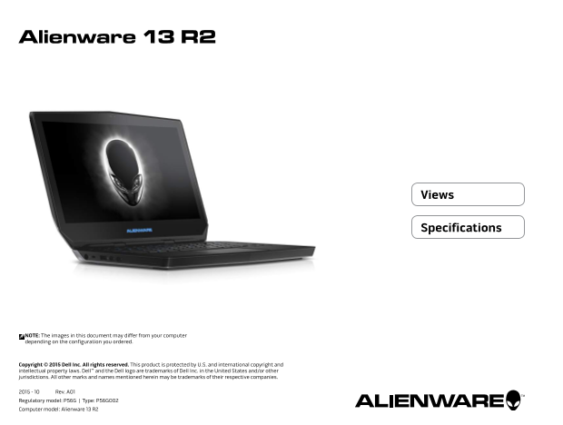 Dell Alienware 13 R2 Specifications - Page 1