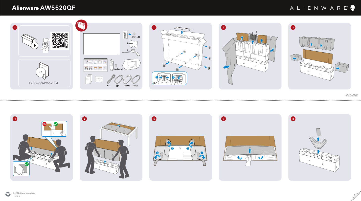 Dell Alienware AW5520QF Monitor Quick Start Guide - Page 1