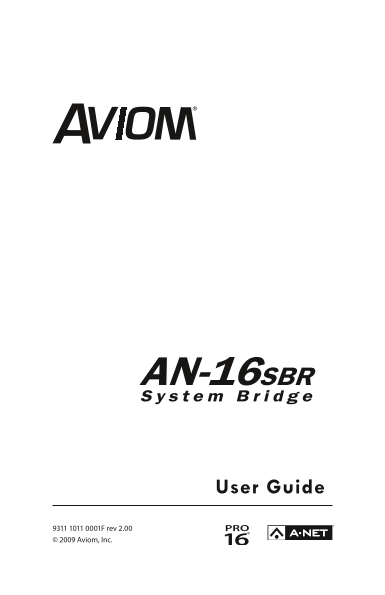 AVIOM AN-16SBR User Guide Specification User Manual - Page 1