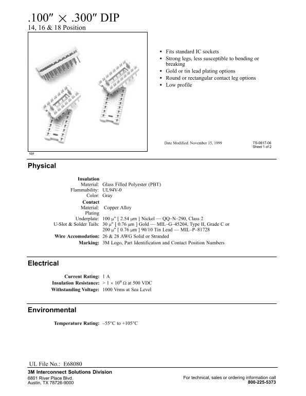 3M 100 x300 DIP Product Specifications User Guide - Page 1