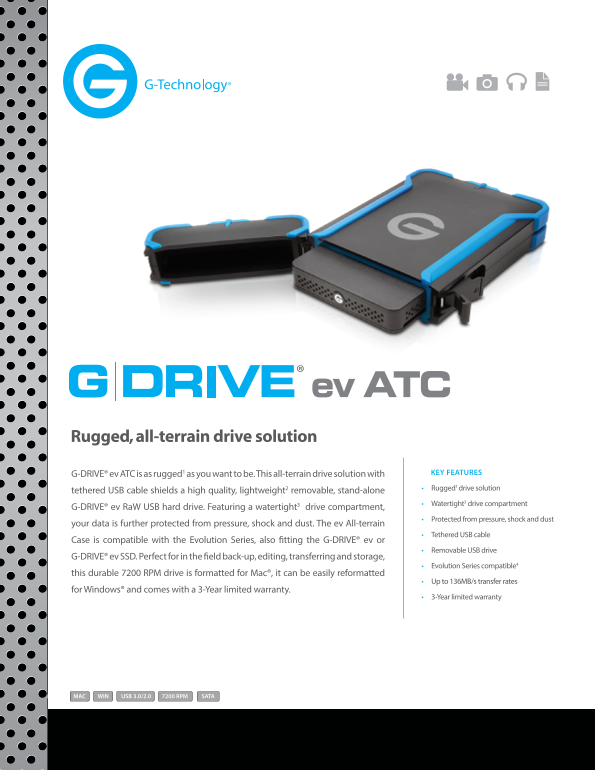 WD Western Digital G-Technology G-DRIVE ev ATC Product Data Sheets [English Only] - Page 1