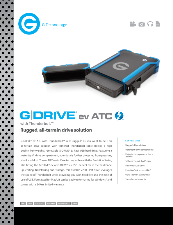 WD G-Technology G-DRIVE ev ATC with Thunderbolt Product Data Sheets [English Only] - Page 1