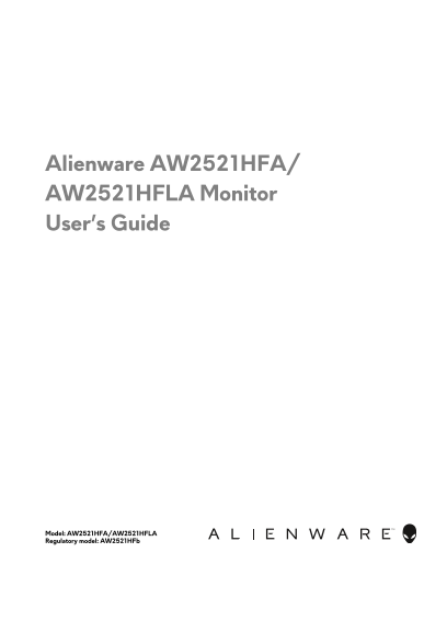 Dell Alienware AW2521HFA Monitor User's Guide - Page 1